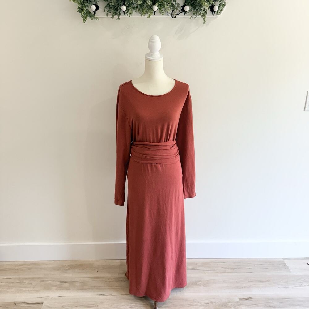 J.Jill Pure Jill Maxi Wrap Tie Dress Brick Red Jersey Knit Size 3X XX1503